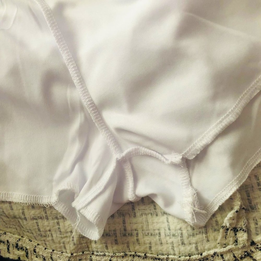 White Plaid Tweed Button Front Mini Skirt with Inner Shorts Size 1X NEW w Tag - Picture 5 of 7